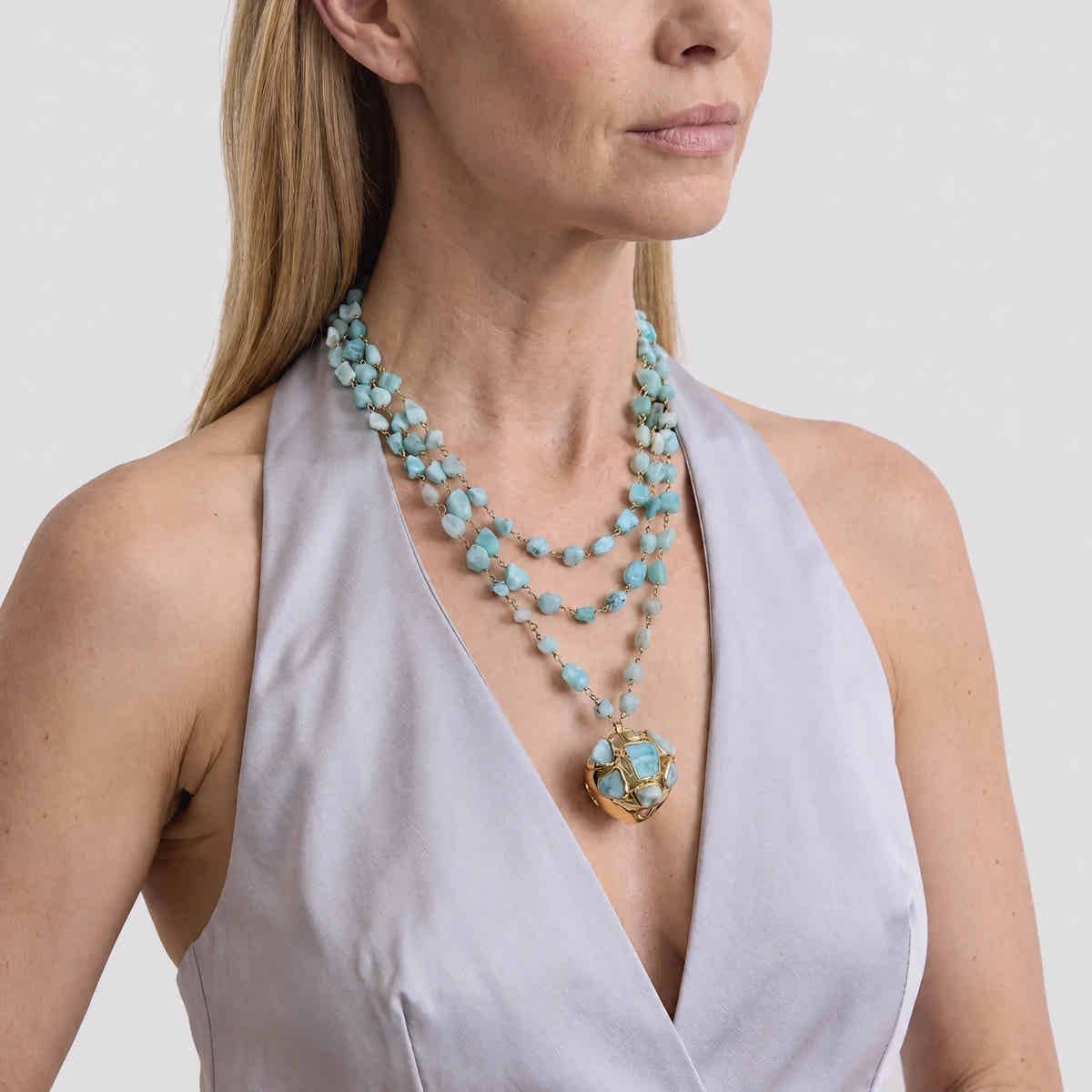 Aqua Aurora Pendant Necklace - Voisson