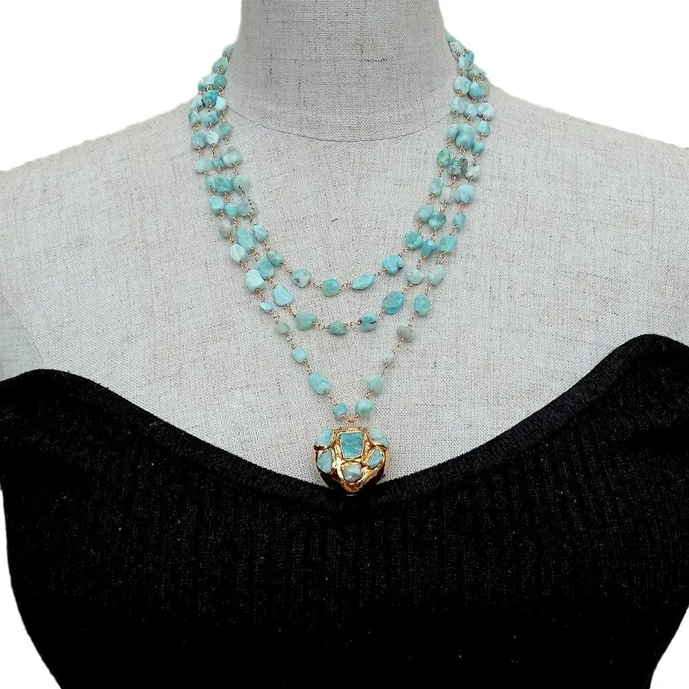 Aqua Aurora Pendant Necklace - Voisson
