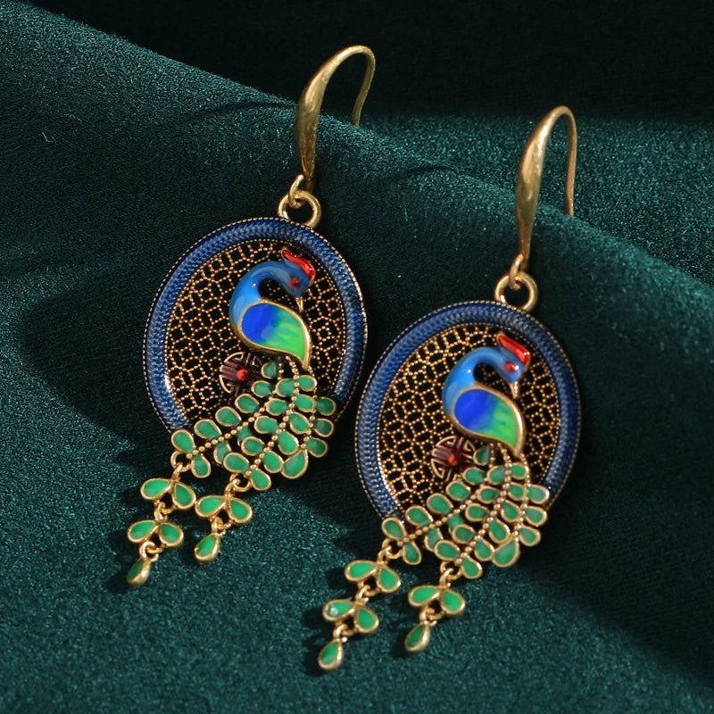 Aurelian Peacock Drop Earrings - Voisson