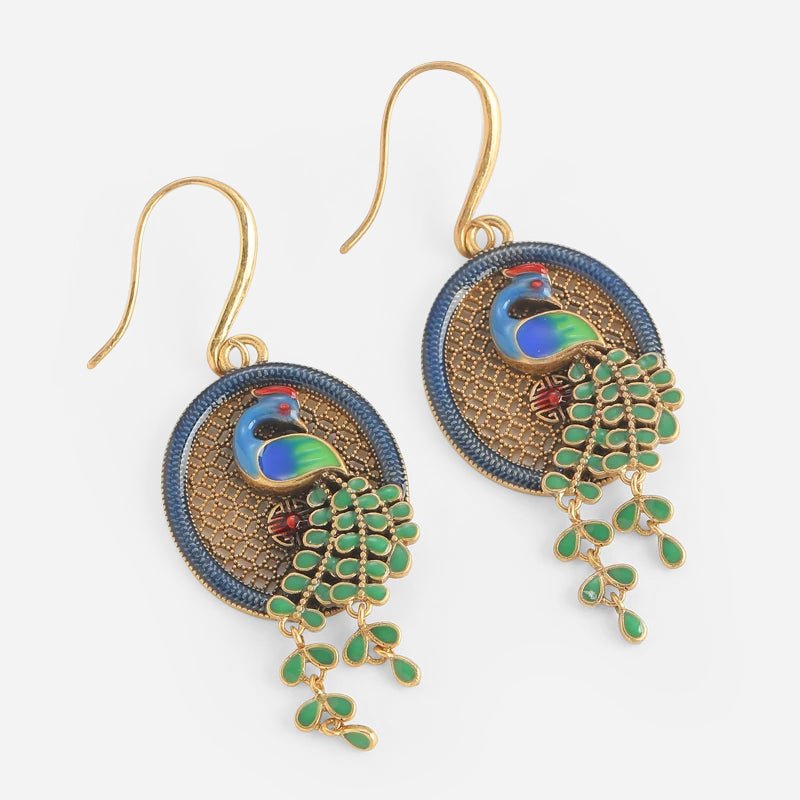 Aurelian Peacock Drop Earrings - Voisson