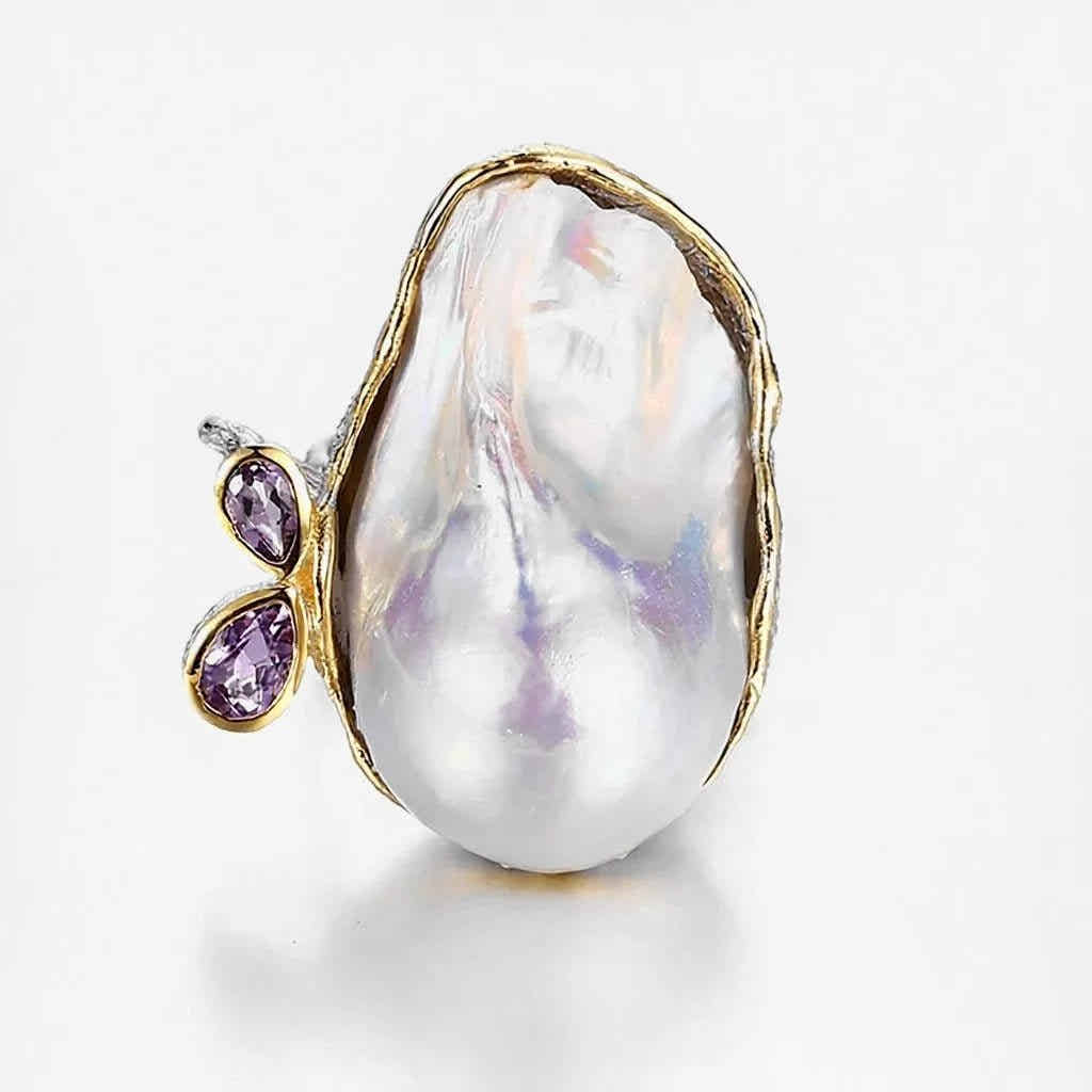 Baroque Pearl 925 Silver Ring - Voisson