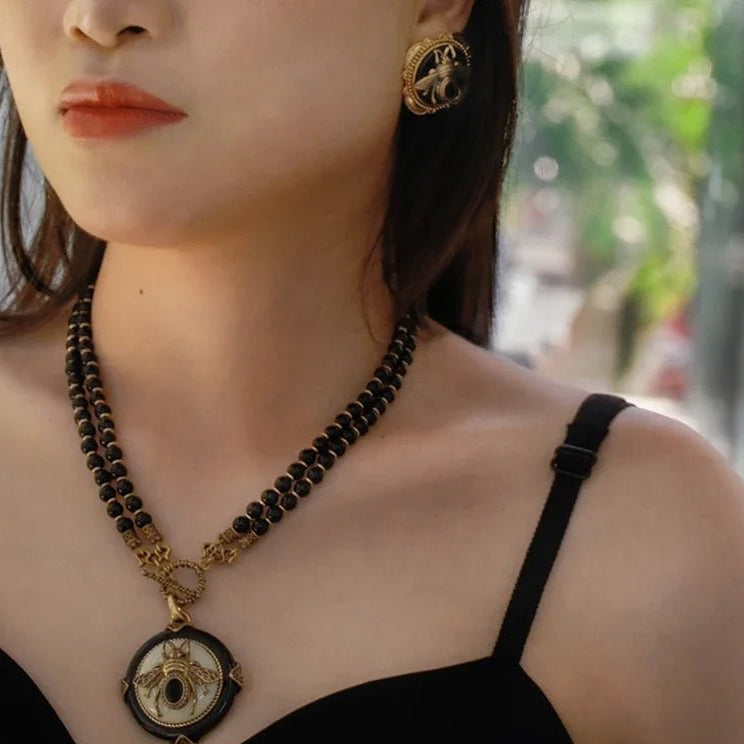 BeeQueen Vintage Natural Agate Earrings - Voisson
