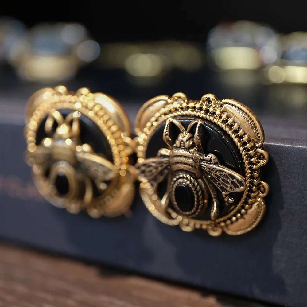 BeeQueen Vintage Natural Agate Earrings - Voisson
