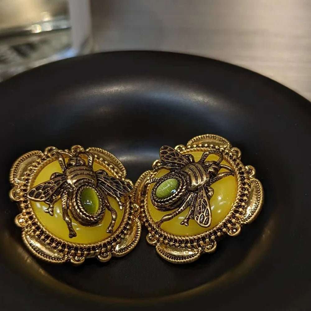 BeeQueen Vintage Natural Agate Earrings - Voisson