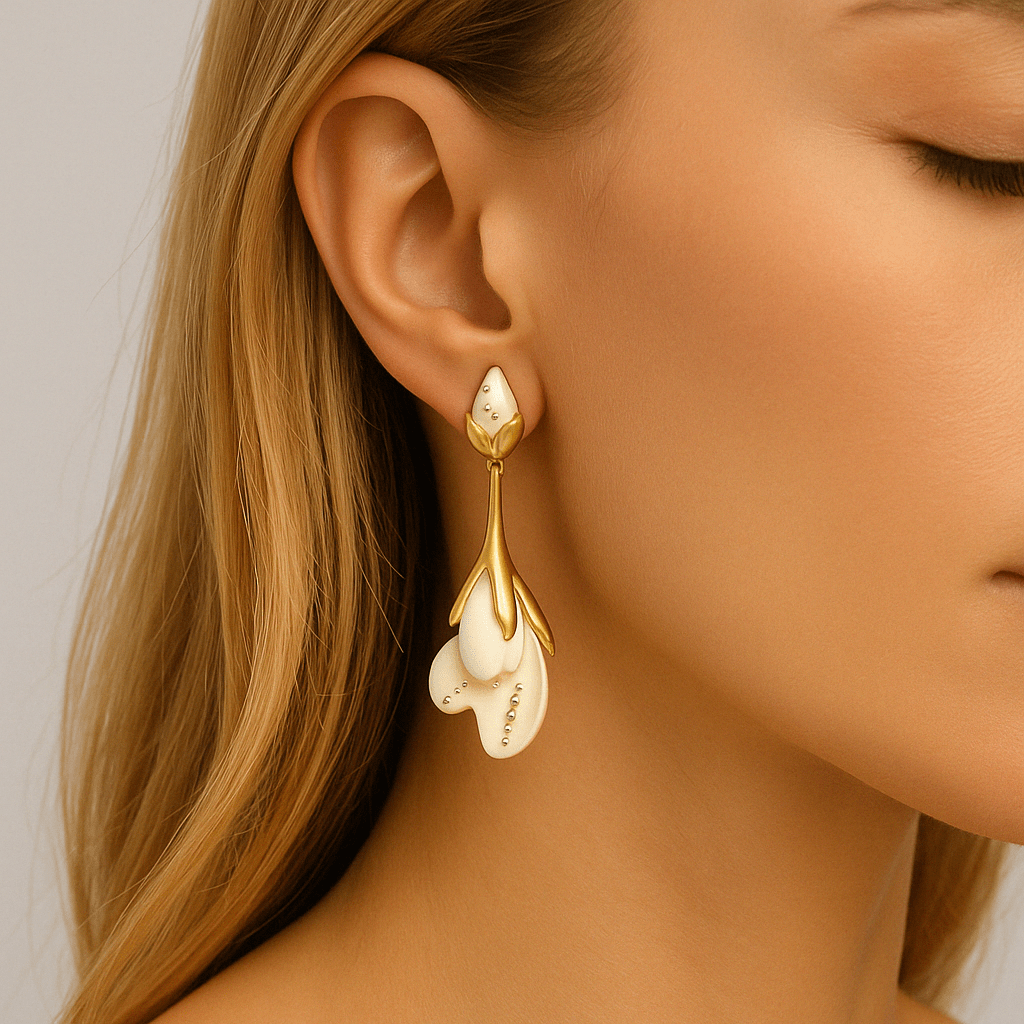 Blooming Magnolia Retro Flower Earrings - Voisson