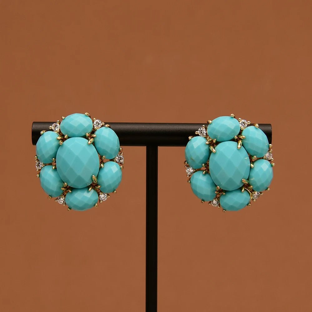 Blue Burst Turquoise Earrings - Voisson