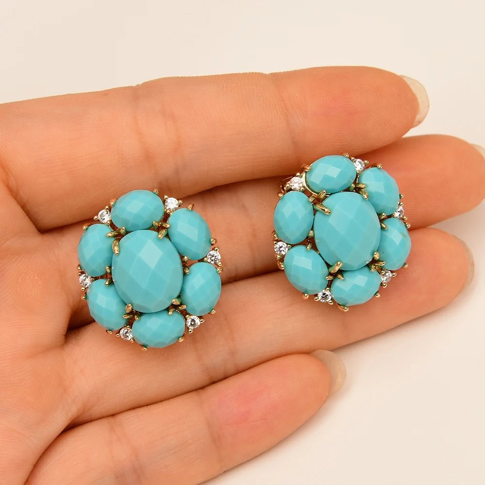 Blue Burst Turquoise Earrings - Voisson