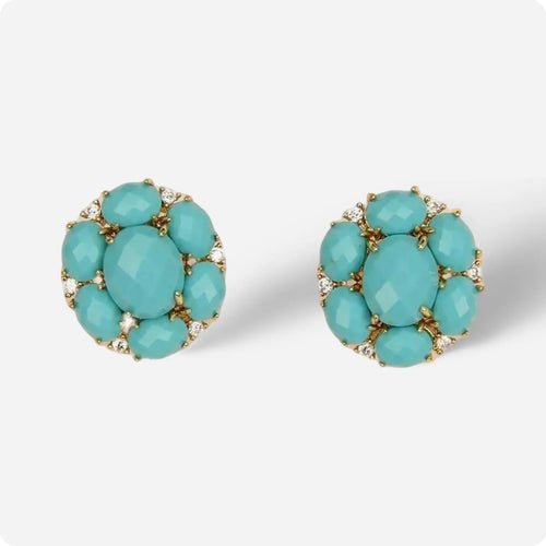 Blue Burst Turquoise Earrings - Voisson