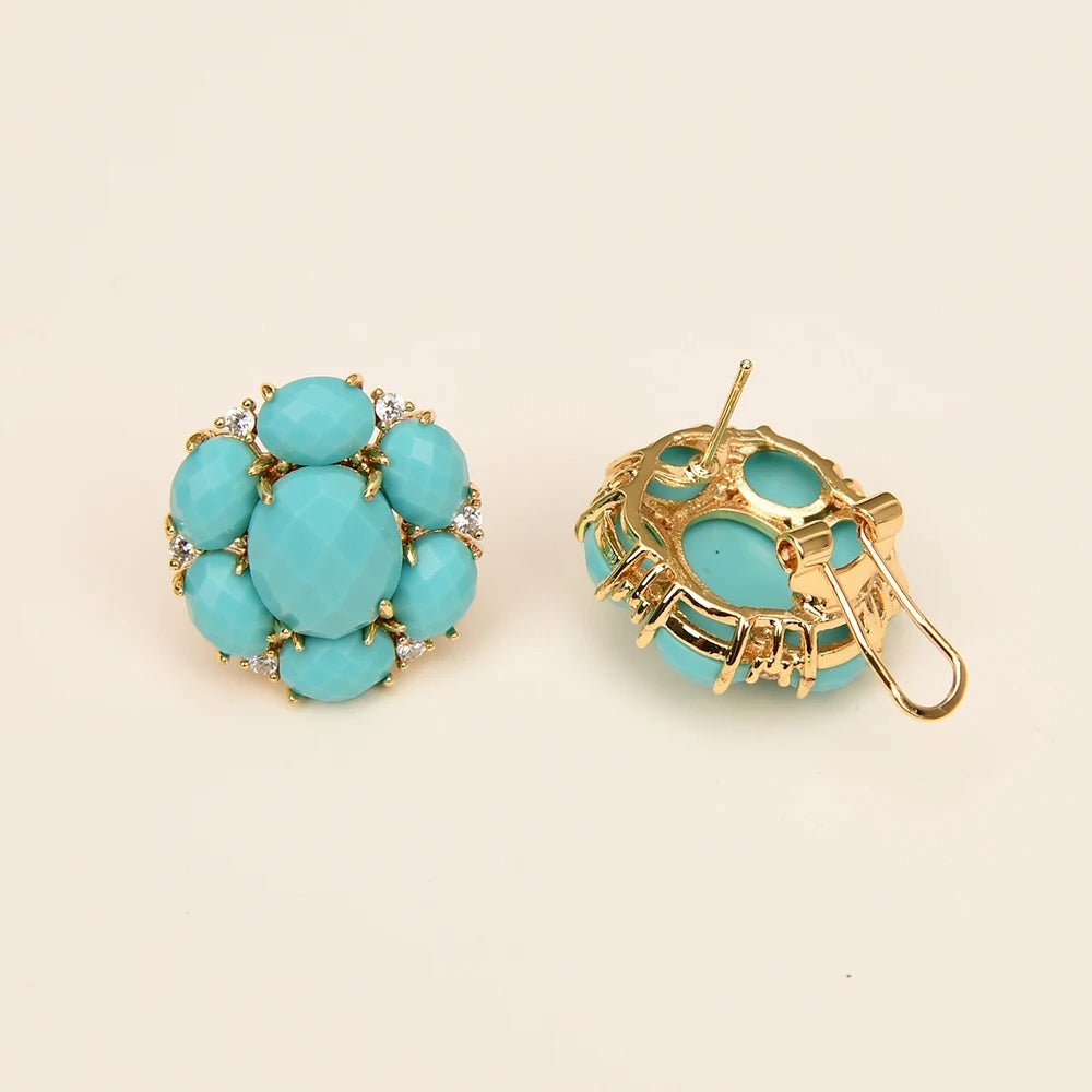 Blue Burst Turquoise Earrings - Voisson