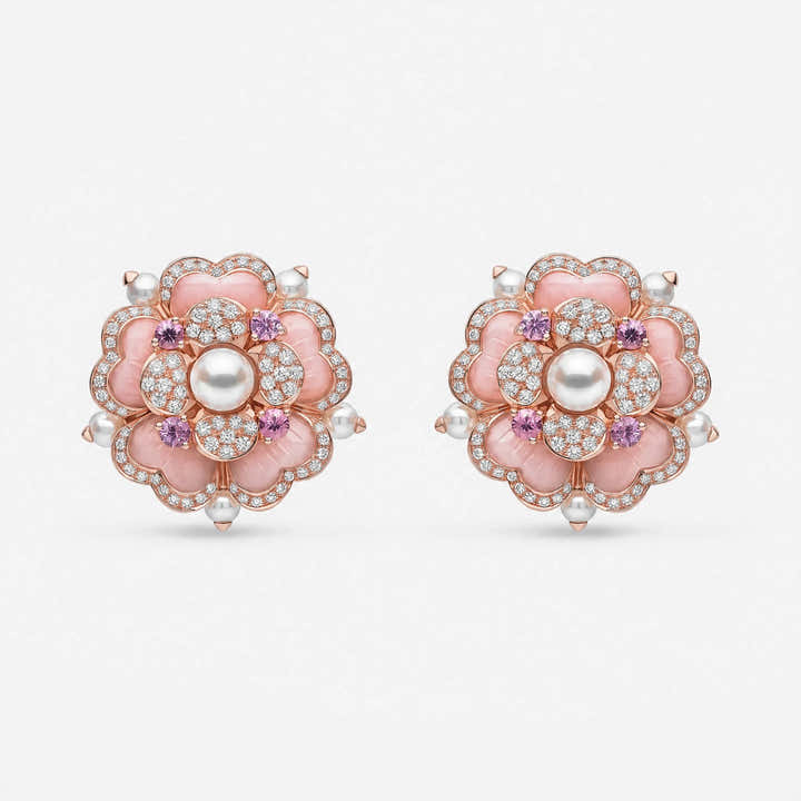 Blush Bloom Pearl Earrings - Voisson