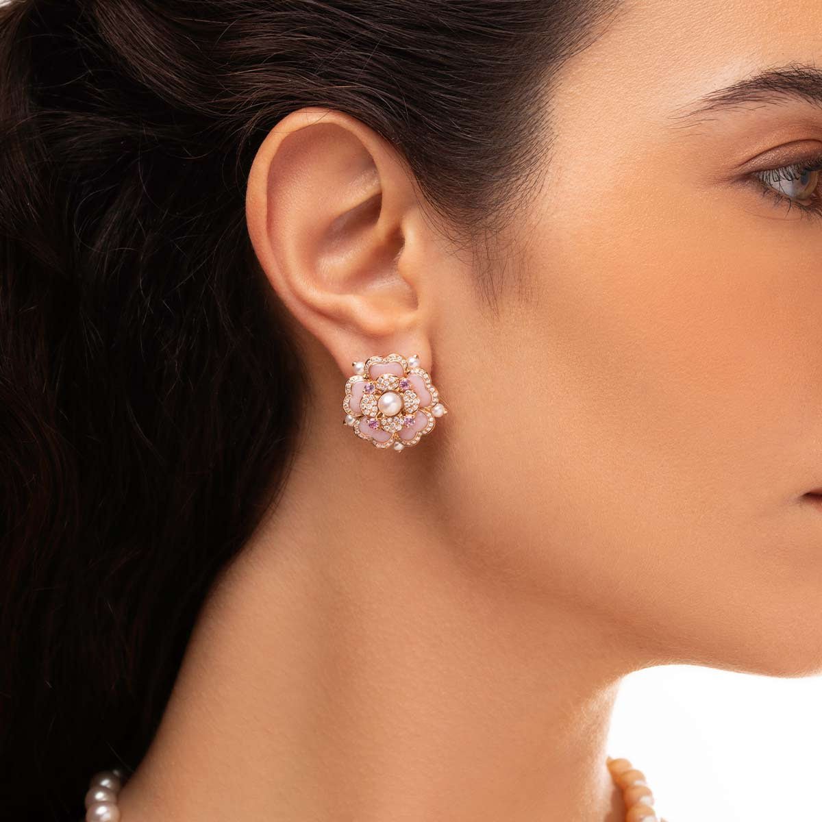 Blush Bloom Pearl Earrings - Voisson