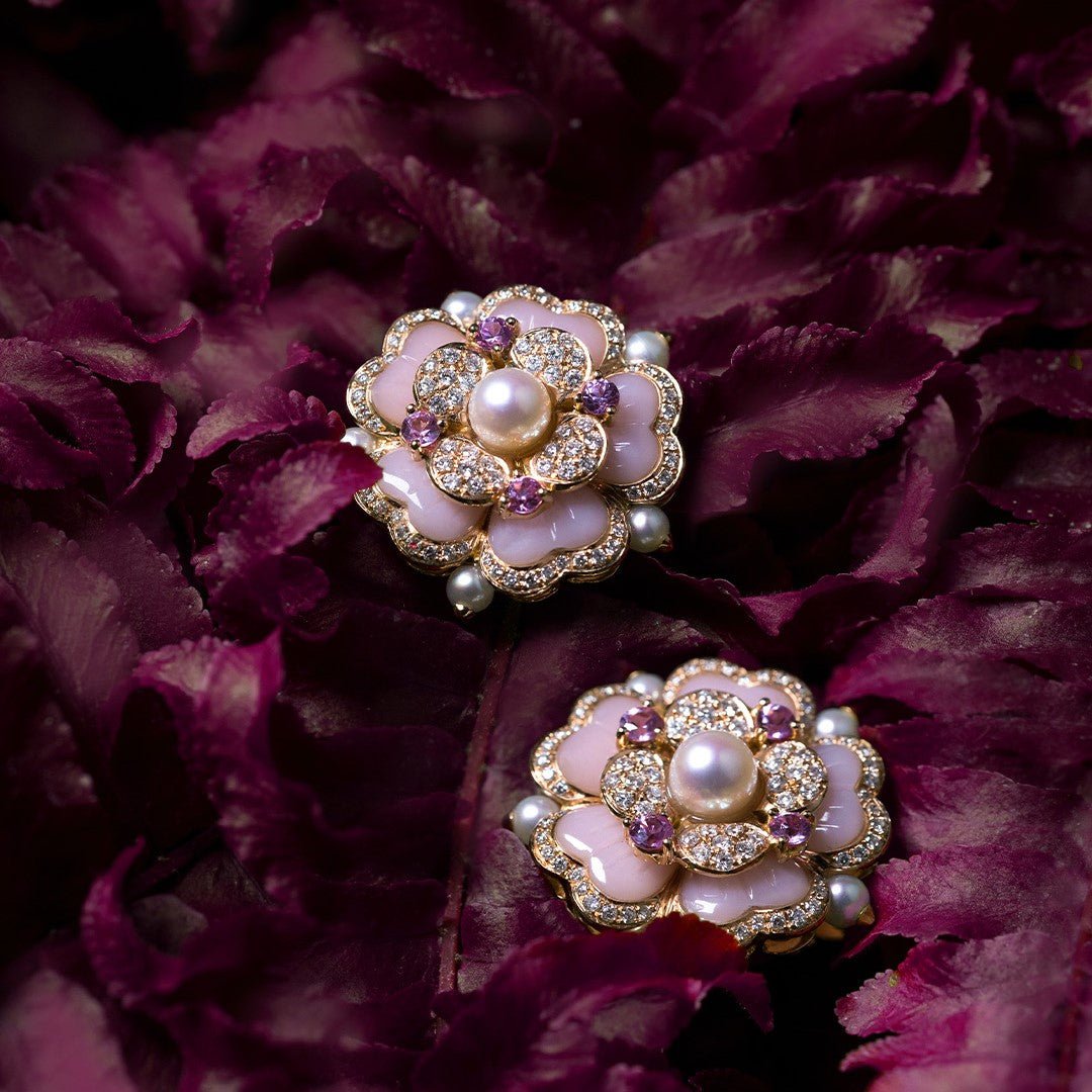 Blush Bloom Pearl Earrings - Voisson
