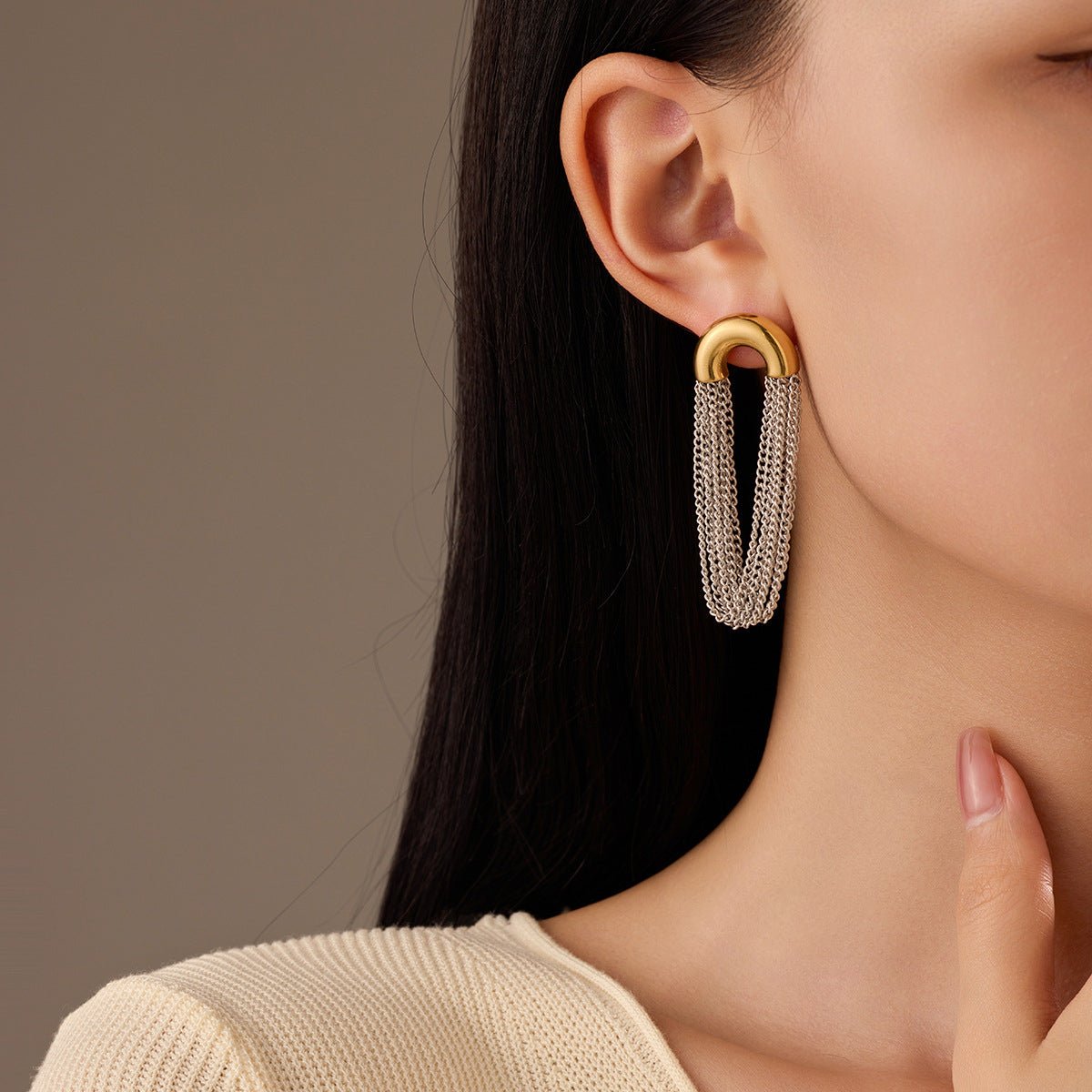 Cascade Chain SS Earrings - Voisson