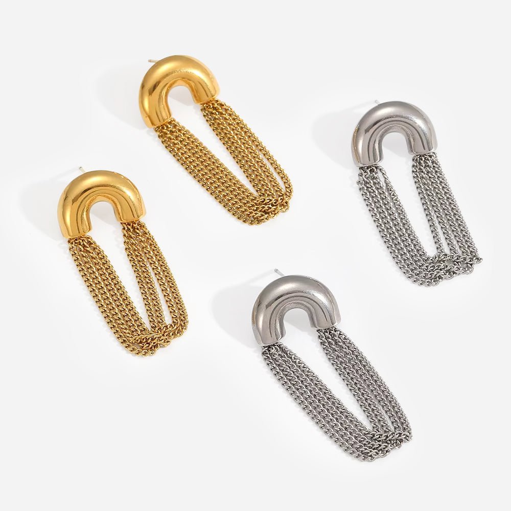 Cascade Chain SS Earrings - Voisson