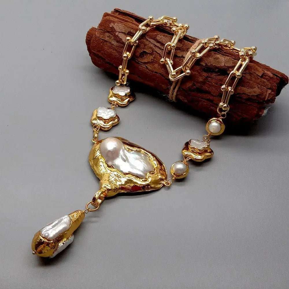 Celestial Ciphers Freshwater Pearl Pendant Necklace - Voisson
