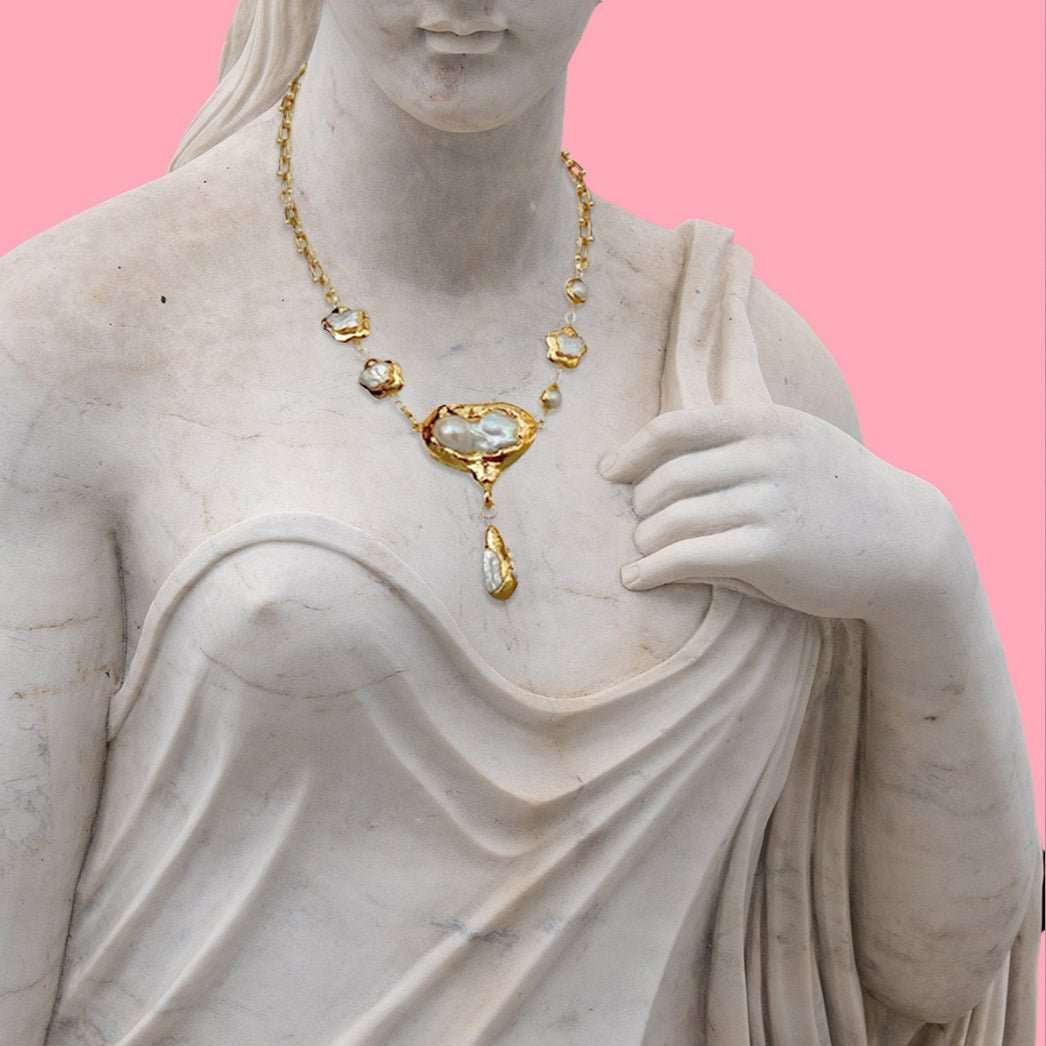 Celestial Ciphers Freshwater Pearl Pendant Necklace - Voisson