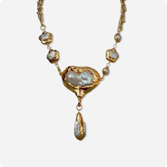 Celestial Ciphers Freshwater Pearl Pendant Necklace - Voisson