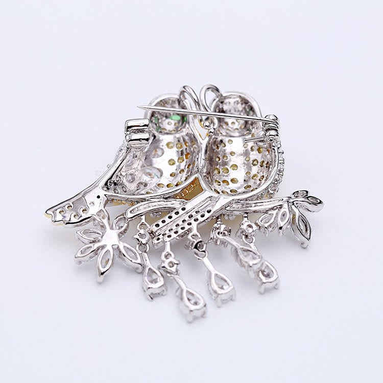 Crystal Lovebirds Brooch - Voisson