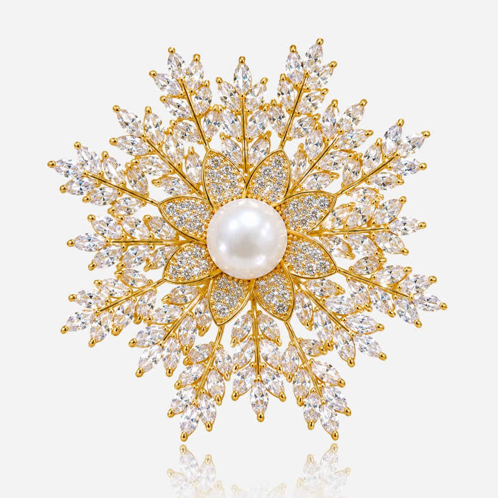 Crystal Snowflake Brooch - Voisson