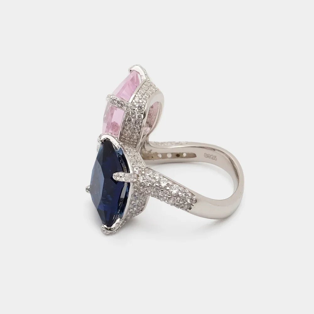 DuoEssence 925 Silver Zircon Diamond Open Ring - Voisson