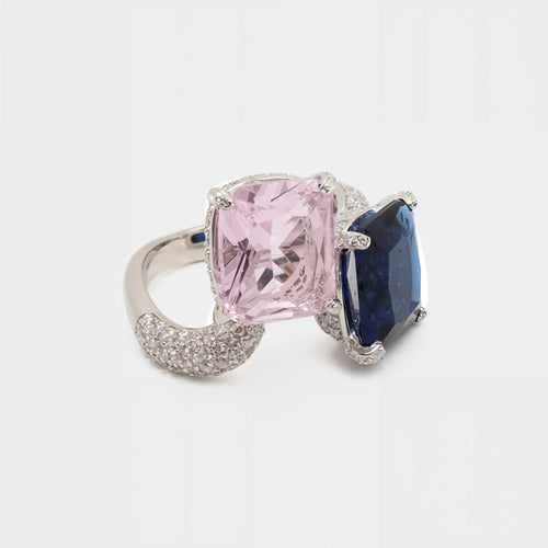 DuoEssence 925 Silver Zircon Diamond Open Ring - Voisson