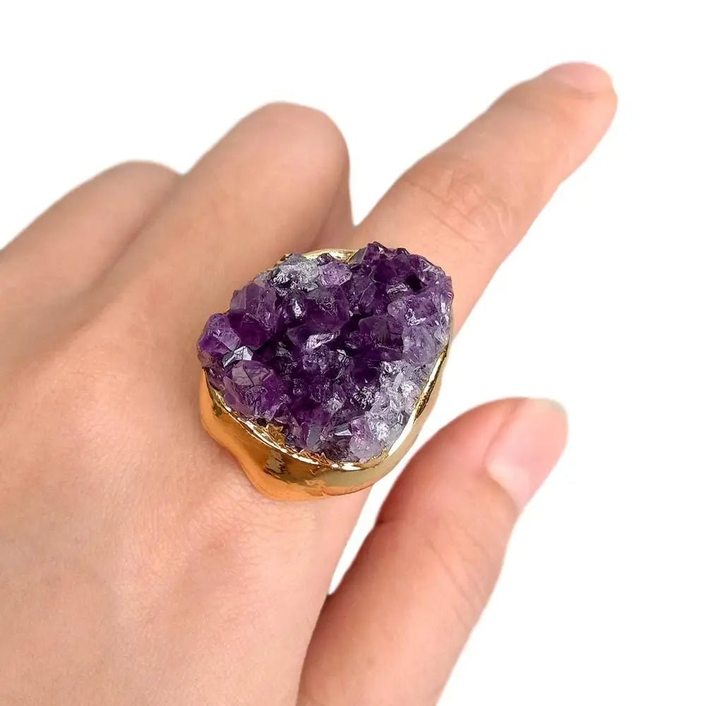 Elemental Allure Natural Amethyst Adjustable Ring - Voisson