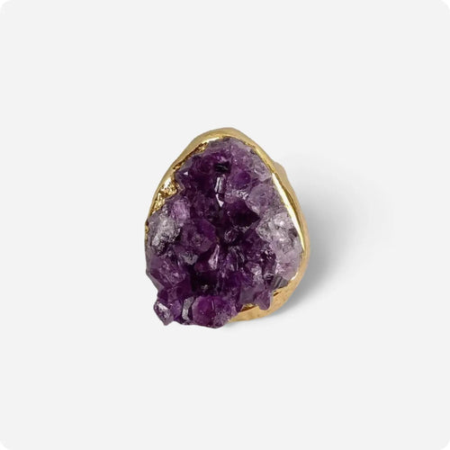 Elemental Allure Natural Amethyst Adjustable Ring - Voisson