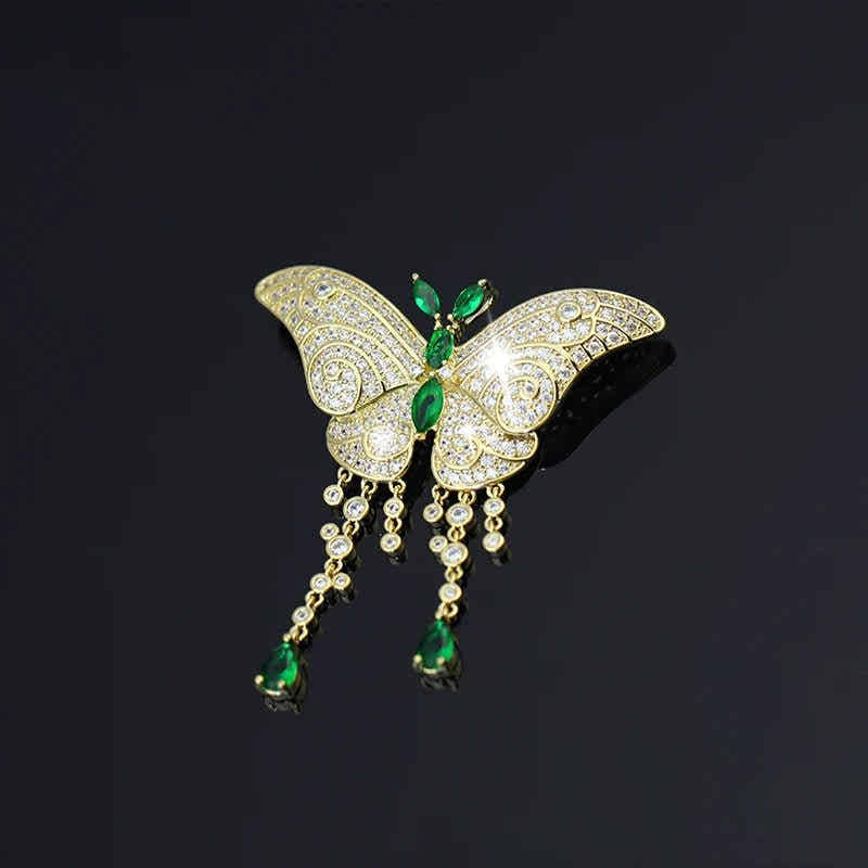 Emerald Butterfly Brooch - Voisson