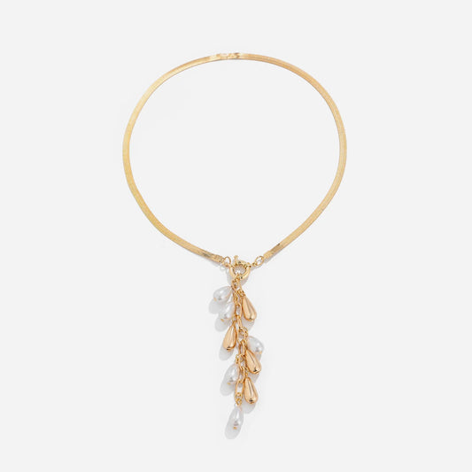 Fluorite Gold Plated Pearl Pendant Necklace - Voisson