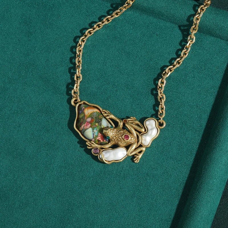 Garden Muse Frog Pendant Necklace - Voisson