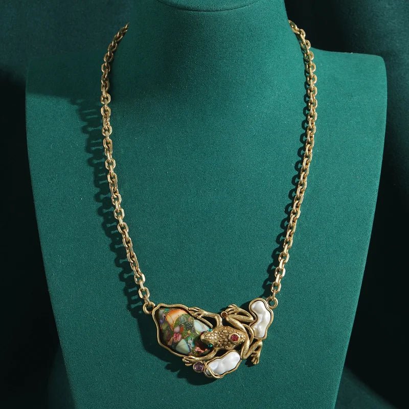 Garden Muse Frog Pendant Necklace - Voisson