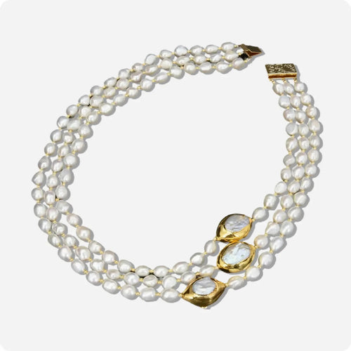 Golden Crest Pearl Necklace - Voisson