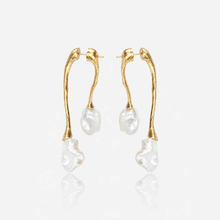 Golden Willow Pearl Earrings - Voisson