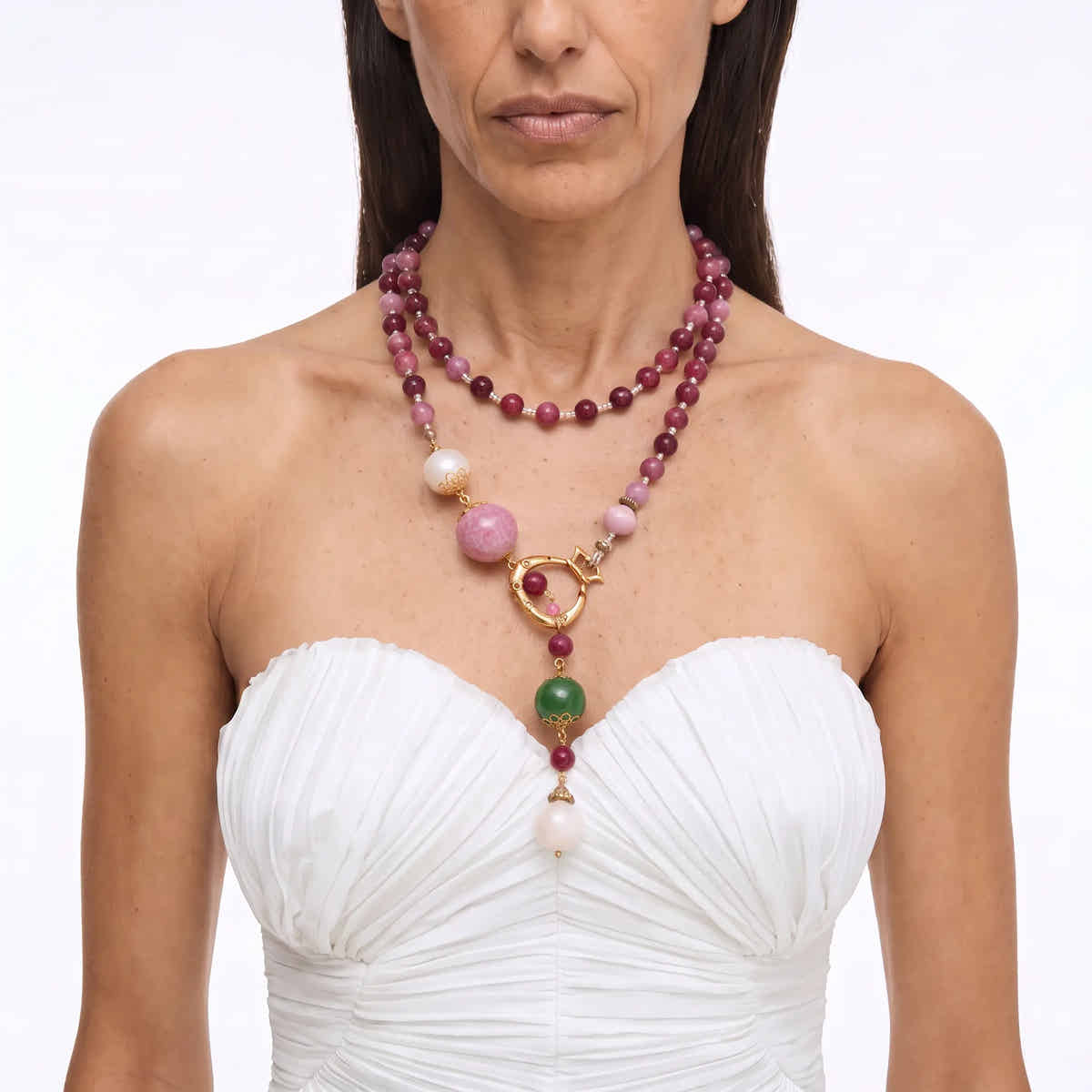 Ruby Serpent Lariat Necklace