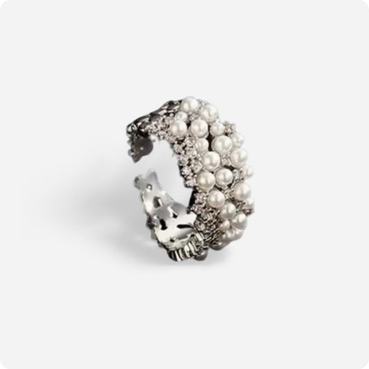 Kunzite Crystal Pearl Adjustable Ring - Voisson