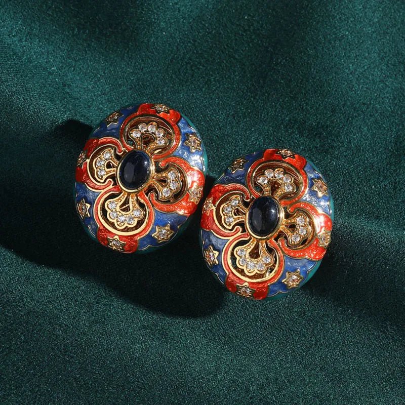 Majesty Enamel Stud Earrings - Voisson
