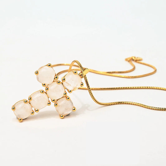 Marique Natural Stone Cross Pendant Necklace - Voisson