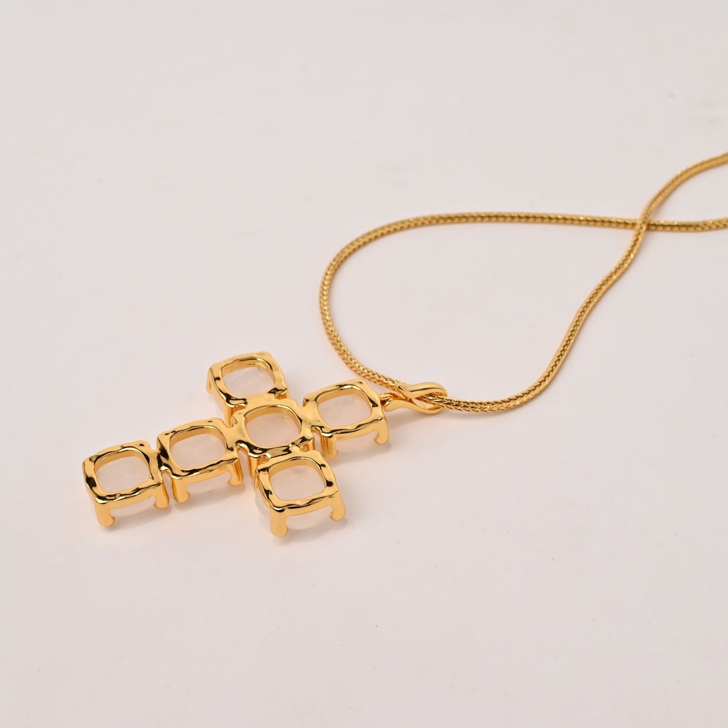 Marique Natural Stone Cross Pendant Necklace - Voisson