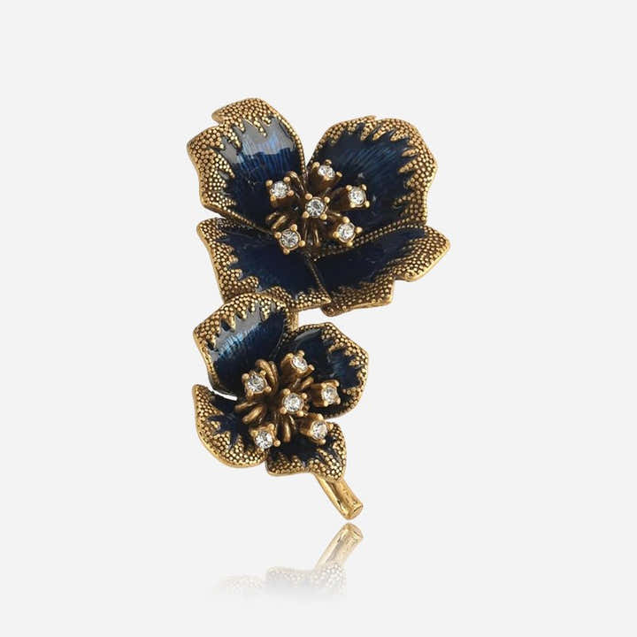 Midnight Sapphire Bloom Brooch - Voisson