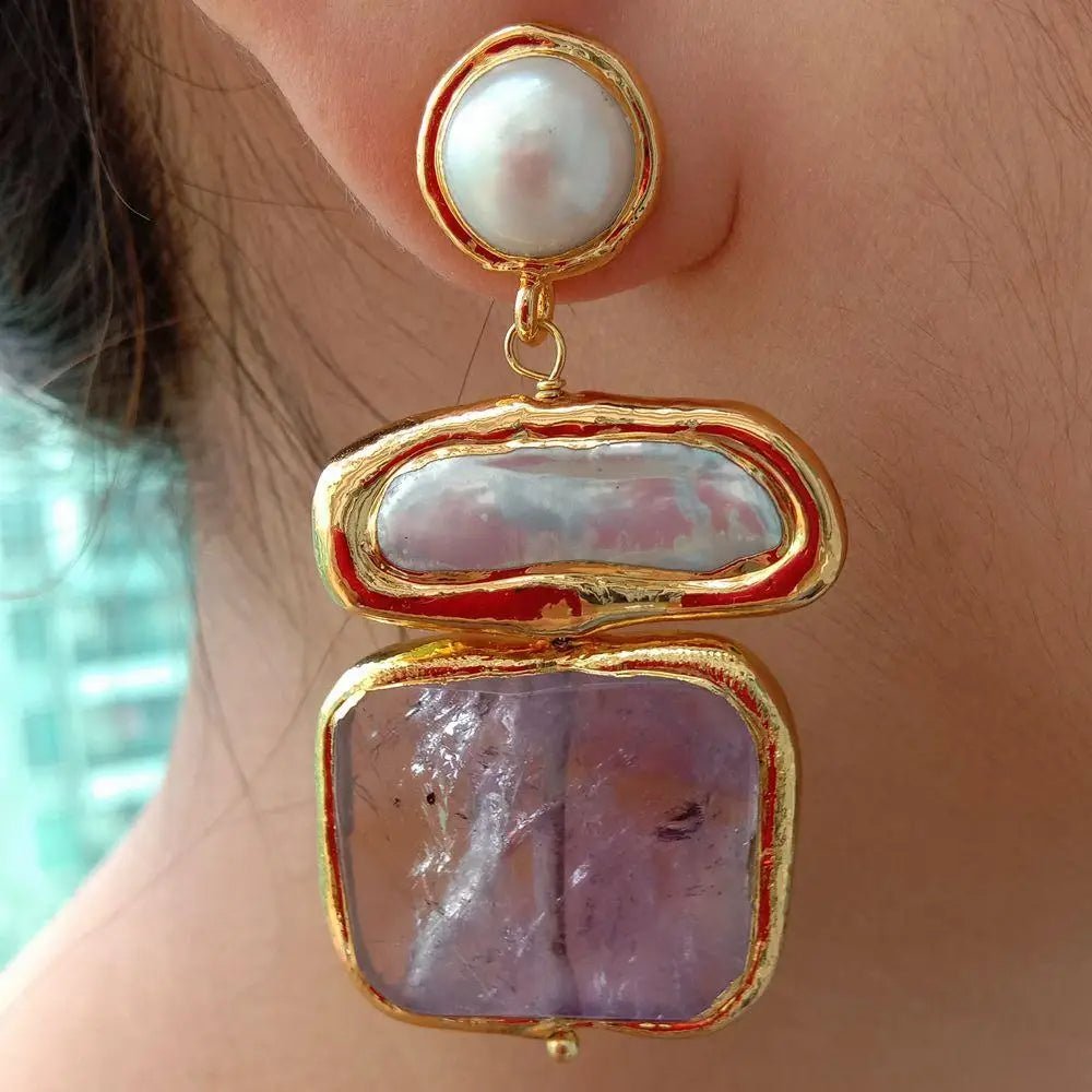 Molten Moonlight Pearl Earrings - Voisson