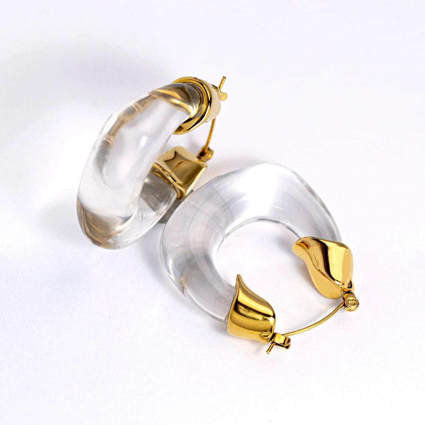 Ombre 18K Gold Resin Clear Hoop Earrings - Voisson