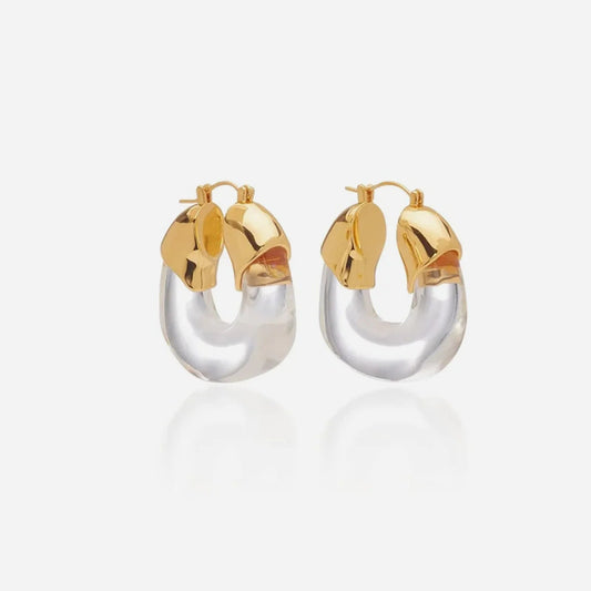Ombre 18K Gold Resin Clear Hoop Earrings - Voisson