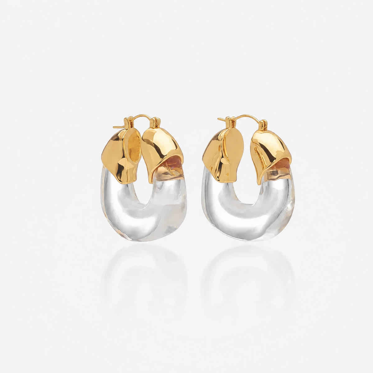 Ombre 18K Gold Resin Clear Hoop Earrings - Voisson