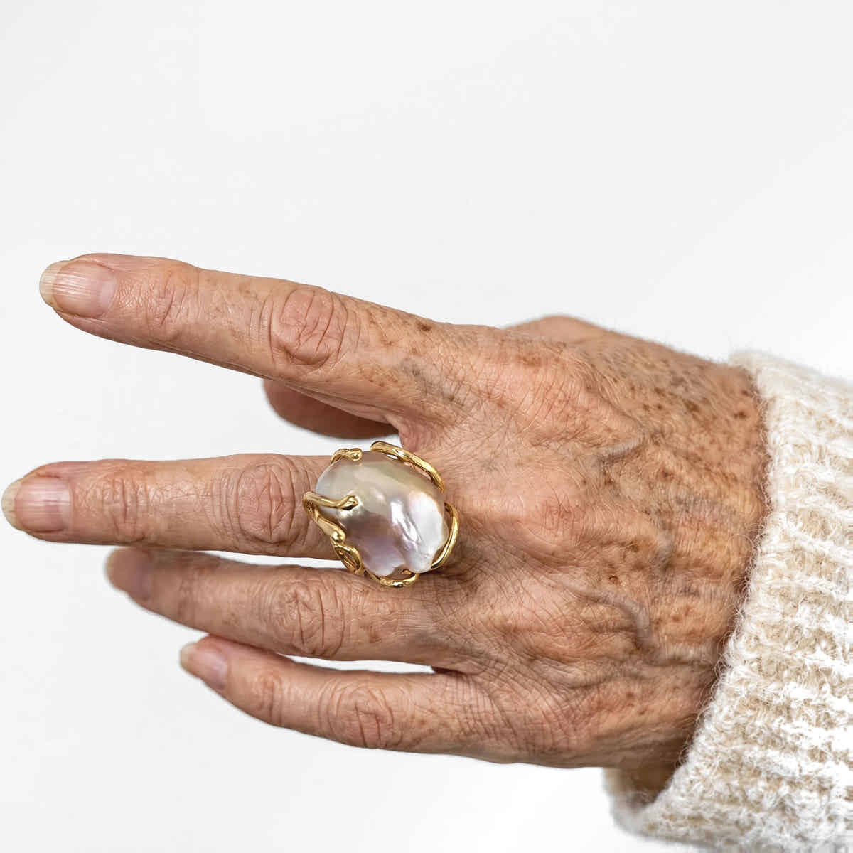 PearlLuster 925 Silver Adjustable Ring - Voisson
