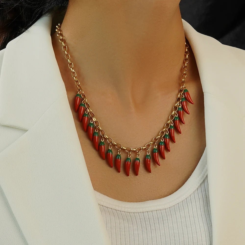 Picante Drop Chain Necklace - Voisson