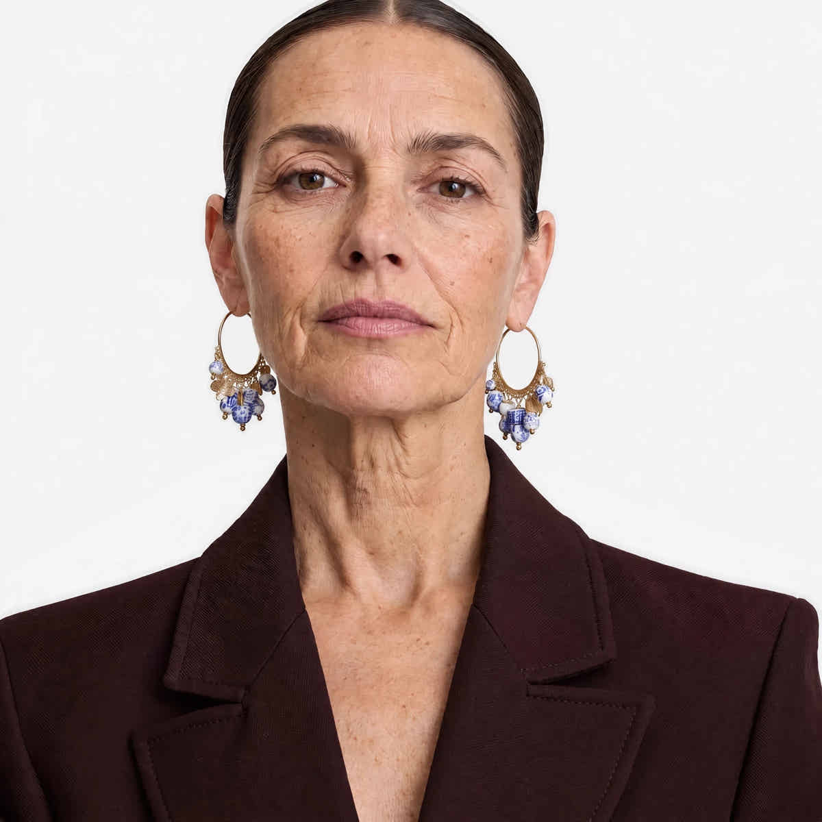 Porcelain Charm Hoop Earrings - Voisson