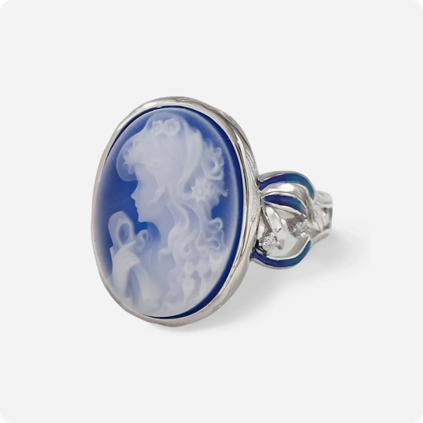QueenMode 925 Silver Blue Agate Adjustable Ring - Voisson
