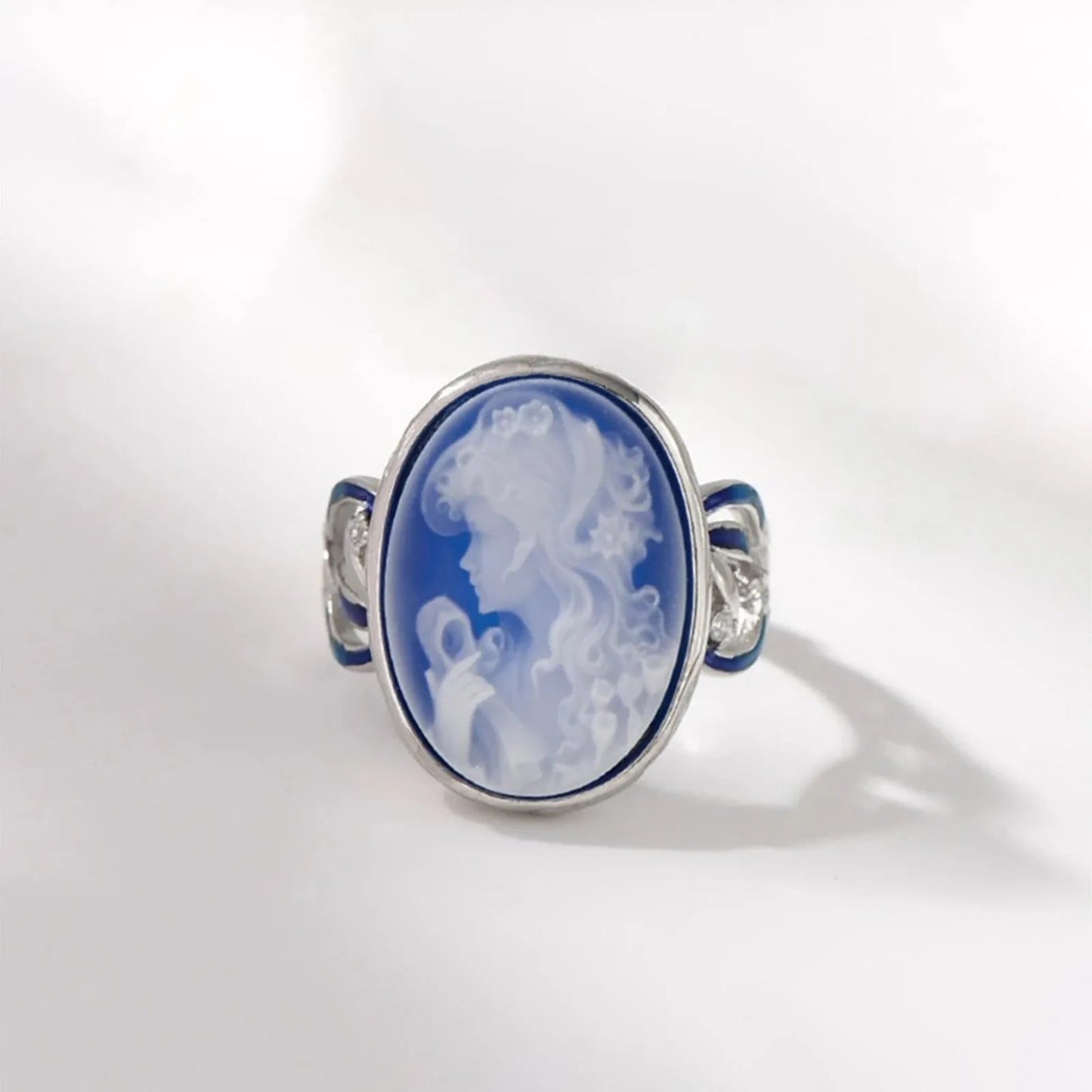 QueenMode 925 Silver Blue Agate Adjustable Ring - Voisson