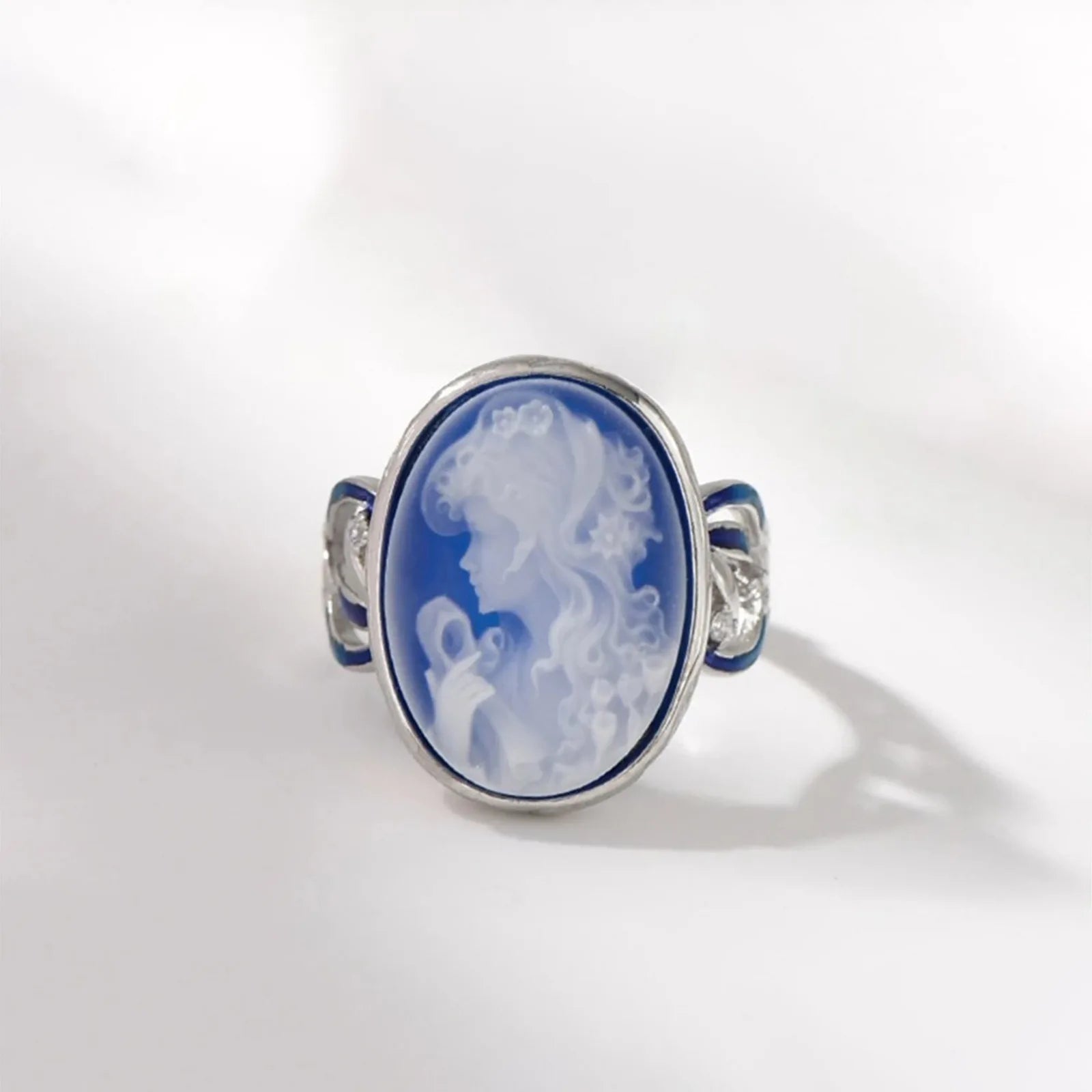 QueenMode 925 Silver Blue Agate Adjustable Ring - Voisson