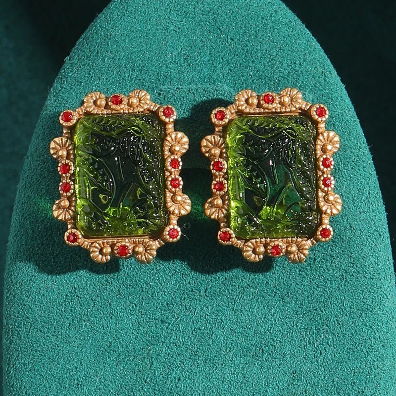 Regency Scarlet Stud Earrings - Voisson